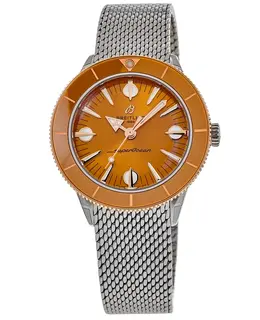 Breitling Heritage '57 Orange Dial Men's Watch - 18k Rose Gold and Steel Case with Leather Strap (Model U10340281I1A1)
