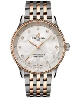 Breitling Navitimer Women's Quartz Mother of Pearl Diamond Dial, Rose Gold and Steel - Model U77320E61A1U1