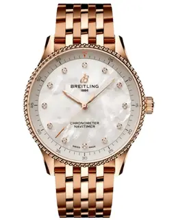 Breitling Navitimer 32 Mother of Pearl Diamond Dial 18K Rose Gold Women's Watch r77320e61a1r1