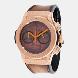 Hublot Brown 18K Rose Gold Berluti Scritto King Gold 521.OX.0500.VR.BER17 Men's Wristwatch 45 mm 678015