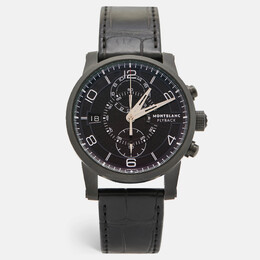 Montblanc Timewalker Twinfly 106507 Men's Wristwatch - Black PVD Coated Titanium with Leather Strap