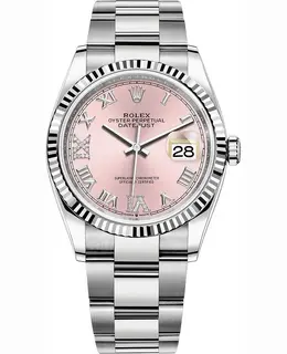 Rolex Datejust 36 Pink Diamond Roman Dial White Gold & Steel Women's Watch, Model M126234-0032