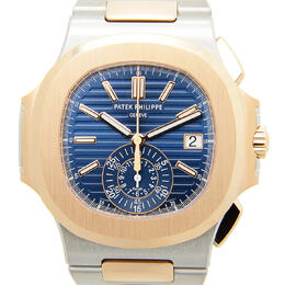 Pre-owned Patek Philippe Nautilus Chronograph Blue Gradient Dial Mens Watch 5980/1ar-001