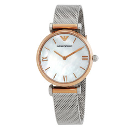 Armani Exchange AR2067 - Gianni T-Bar Retro Ladies' Watch with White Mother of Pearl Dial