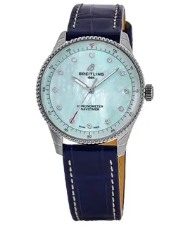 New Authentic Breitling Navitimer 32 Ice Blue Dial Women's Watch A77320171C1P1