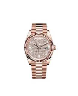 New Authentic Rolex Day-Date M228235-0036 Rose Gold Diamond Paved Dial Men's Watch