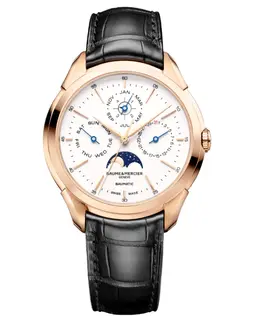 Baume & Mercier Clifton Automatic Perpetual Calendar 18kt Rose Gold Leather Strap Men's Watch Model 10583