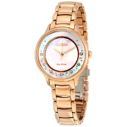 em0382-86d Citizen Circle of Time Eco-Drive Pearl Dial Watch