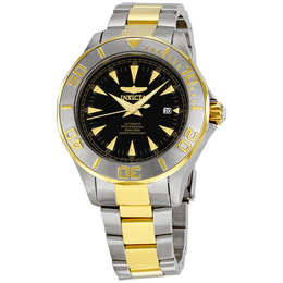 Invicta Ocean Ghost III 7037 Black Dial Two-tone Men's Watch: Analog Movement, Date Display, Unidirectional Rotating Bezel (23kt Yellow Gold Plated)