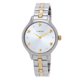 Timex Peyton TW2V23500 Women's Analog Quartz Watch with Silver Dial and Gold Tone Hands