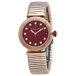 Pre-owned Bulgari Lucea Diamond Red Dial Ladies Watch 103123