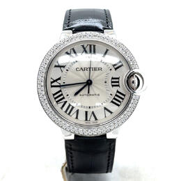 Pre-owned Cartier Ballon Bleu De Cartier Diamond Silver Flinque Dial Ladies Watch WE902067