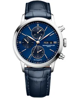 Authentic Baume & Mercier Classima Automatic Chronograph Blue Dial Strap Men's Watch Model 10784