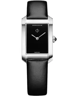 Brand New Authentic Baume & Mercier Hampton Quartz Black Dial Leather Strap Women's Watch Model 10760/MOA10760