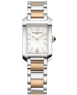 Baume & Mercier Hampton Quartz Watch Grey Dial Rose Gold Capped Steel 10751