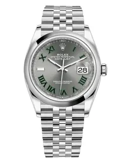 Authentic Rolex Datejust 36 Stainless Steel Slate Roman Dial Women's Watch Model M126200-0017