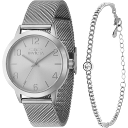 Invicta Women's Analog Quartz Watch 47274 Silver Dial Mesh Bracelet