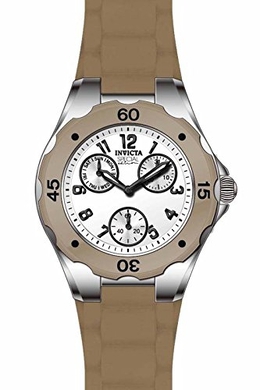 Invicta Angel Multi-Function White Dial Brown Silicone Ladies Watch 18794
