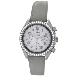 Pre-Owned Omega Speedmaster 3815.72.55 Chronograph Automatic Diamond White Dial Ladies Watch