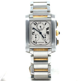 Pre Owned Cartier Tank Francaise Chronograph Quartz Silver Dial Men W51004Q4