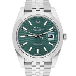 Rolex Datejust 41 Mint Green Fluted Dial Automatic Mens Jubilee Watch M126300-0022