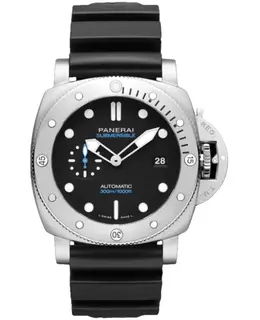Panerai Submersible QuarantaQuattro Automatic Black Dial Rubber Strap Men's Watch pam01596