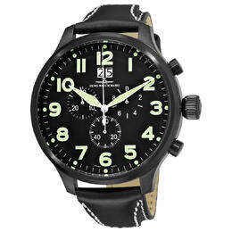 Zeno Chronograph Black Dial Black Leather Strap Mens Watch 6221-8040-bk-a1