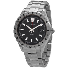 Versace Hellenyium GMT Black Dial Mens Watch V1102 0015 v11020015