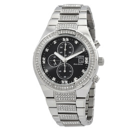 Citizen Crystal Chronograph Eco-Drive Black Dial Mens Watch CA0750-53E