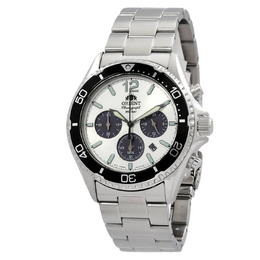 Orient RA-TX0203S10B Solar Chronograph Watch Mens White Dial