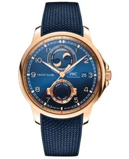 IWC Portugieser Yacht Club Moon & Tide Automatic Blue Dial Rubber Strap iw344001 Men's Watch