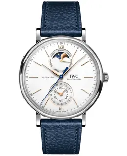 IWC Portofino Automatic Complete Calendar White Dial Blue Leather Strap Men's Watch IW359001