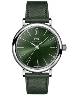 IWC Portofino IW357412, Brand New Authentic Women's Automatic Watch with Green Diamond Dial and Calfskin Strap