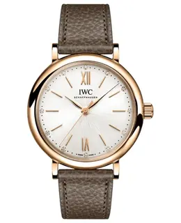 IWC Portofino IW357414 Women's Automatic Silver Diamond Dial Rose Gold Calfskin Strap Watch