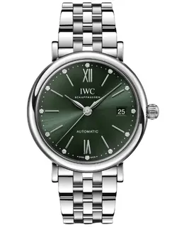 Brand New Authentic IWC Portofino Automatic 37 Green Diamond Dial Steel Women's Watch iw458602