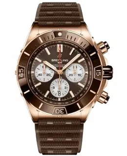 Breitling Super Chronomat B01 44 Automatic Chronograph Brown Dial Rubber Strap Men's Watch rb0136e31q1s1