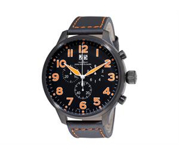 Zeno SOS Chronograph Black Dial Black Leather Strap Mens Watch 6221-8040-bka15