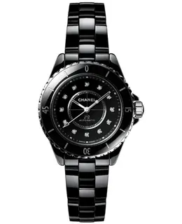 Chanel J12 Automatic Black Diamond Dial Ceramic Women's Watch h9742