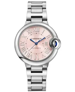 Authentic Cartier Ballon Bleu Automatic Pink Dial Steel Women's Watch WSBB0068