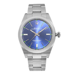 Pre-owned Rolex Oyster Perpetual Mens Watch, Model: 114300 BLSO, Automatic Chronometer Blue Dial
