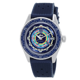 Mido Ocean Star Decompression Worldtimer Automatic Mens Watch - Blue Dial, Stainless Steel & Rubber Strap, Swiss Movement