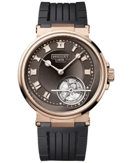 Breguet Marine Automatic Tourbillon Grey Dial 18K Rose Gold Rubber Strap Men's Watch 5577br/g2/5wv