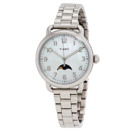 Timex Standard Moonphase Quartz Mother of Pearl Dial Ladies Watch TW2U98300