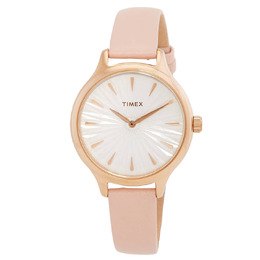 Timex Peyton TW2V06700 - Ladies Quartz Watch with Gold-tone Stainless Steel Case and Pink Leather Strap