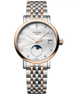 Longines Elegant Collection Automatic Quartz Mother of Pearl Diamond Dial 18K Rose Gold Bezel Women's Watch l4.330.5.87.7