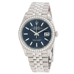 Rolex Datejust 36 Automatic Blue Fluted Motif Dial Chronometer Diamond Watch 126284blfsj