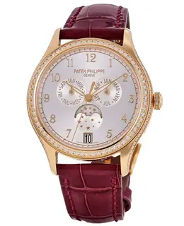 Patek Philippe Complications Silver Sunburst Dial 18K Rose Gold Automatic Women's Watch 4947r