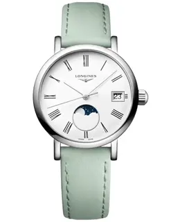 Longines Elegant Collection Automatic Quartz White Dial Green Leather Strap Women's Watch l4.330.4.11.0