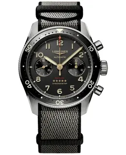 Longines Spirit Flyback Titanium Automatic Black Dial Synthetic Strap Men's Watch l3.821.1.53.2