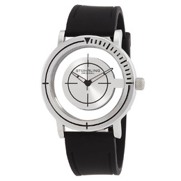 Stuhrling Original Aviator M16254 Mens Watch Silver Dial with Black Strap